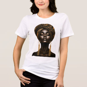 African Queen Gold Headwrap Tri-Blend Shirt