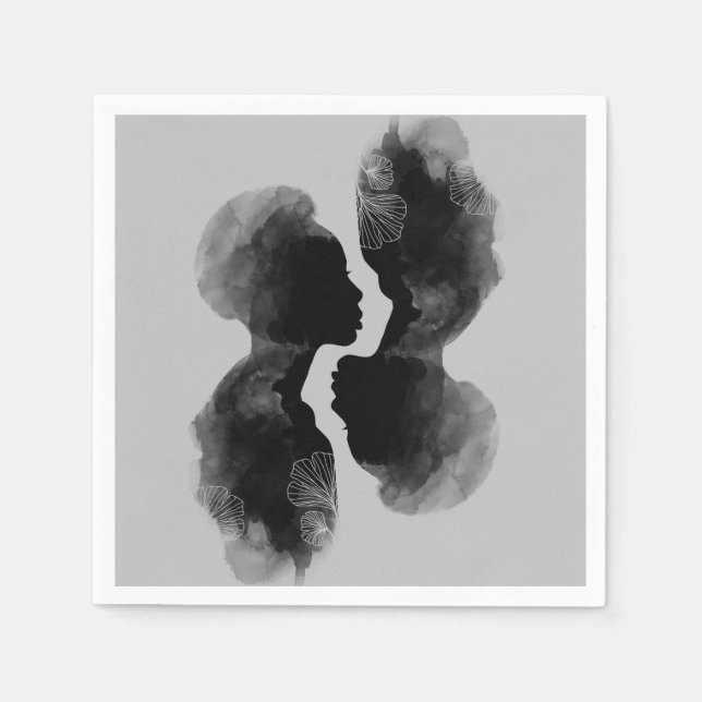 African Queen Silhouette Art Paper Napkin (Front)