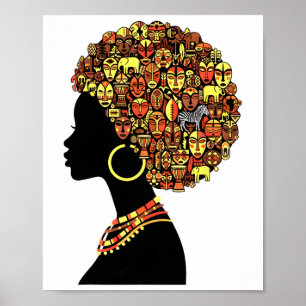 African Queen Silhouette Black History Art African Poster