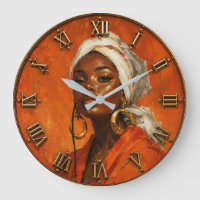 African Queen Vibrant Orange Portrait Art