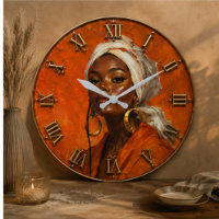 African Queen Vibrant Orange Portrait Art