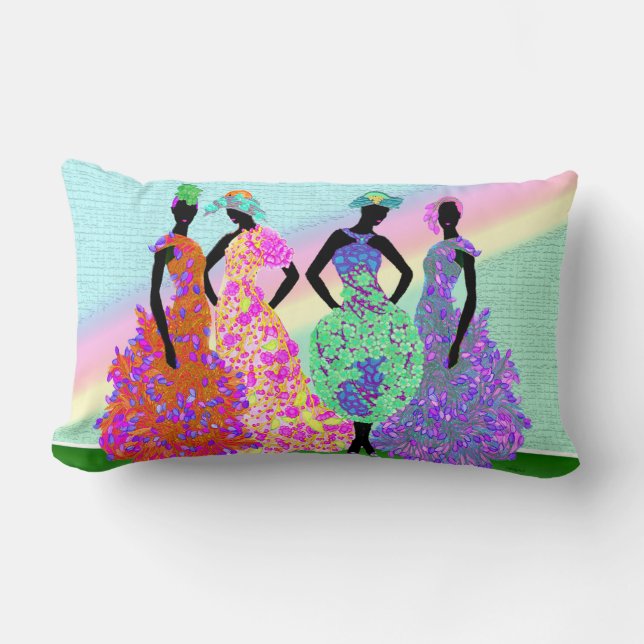 African Rainbow Parade Lumbar Cushion (Front)