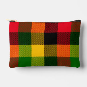 African Rasta Reggae Colours Plaid Pattern Design Accessory Pouch