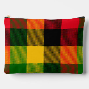 African Rasta Reggae Colours Plaid Pattern Design Accessory Pouch