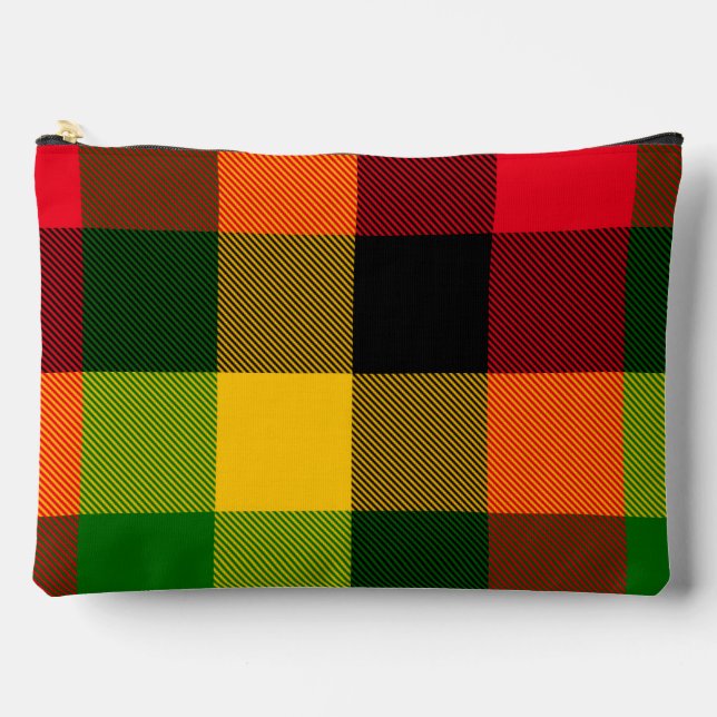  African Rasta Reggae Colours Plaid Pattern Design Accessory Pouch (Front)