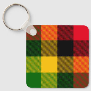  African Rasta Reggae Colours Plaid Pattern Design Key Ring