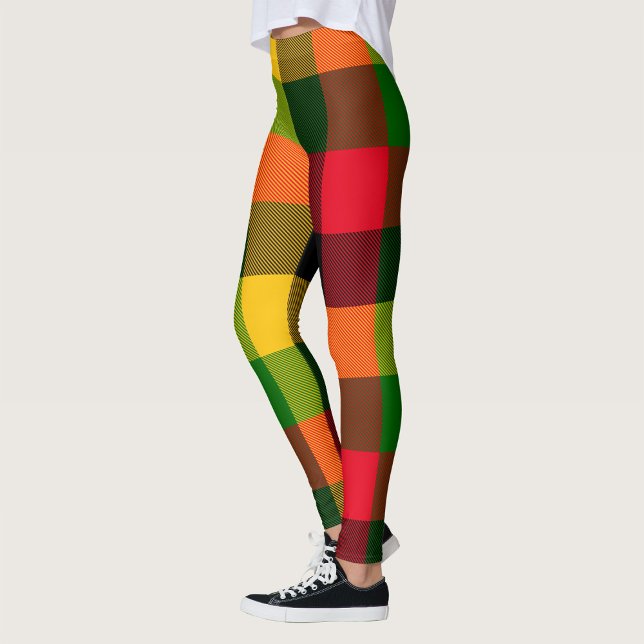  African Rasta Reggae Colours Plaid Pattern Design Leggings (Creator Uploaded)