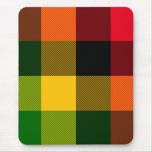 African Rasta Reggae Colours Plaid Pattern Design Mouse Pad