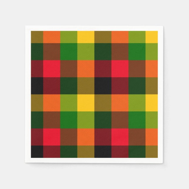  African Rasta Reggae Colours Plaid Pattern Design Napkin (Front)