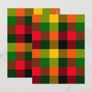 African Rasta Reggae Colours Plaid Pattern Design Postcard