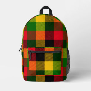 African Rasta Reggae Colours Plaid Pattern Design Printed Backpack