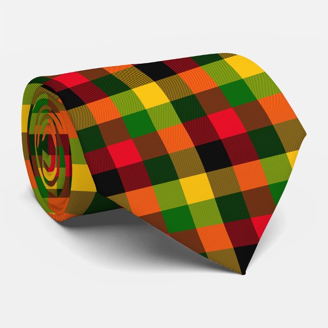  African Rasta Reggae Colours Plaid Pattern Design Tie (Creator Uploaded)