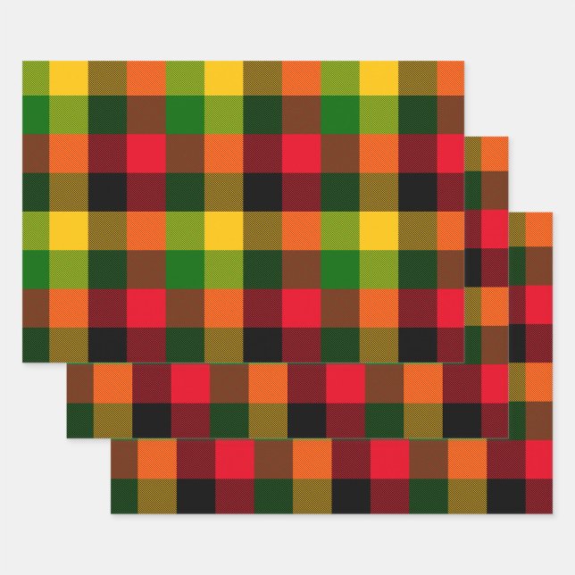  African Rasta Reggae Colours Plaid Pattern Design Wrapping Paper Sheet (Creator Uploaded)