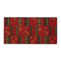 African Red Sunburst Tribal Desk Mat