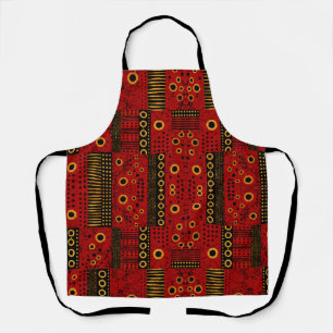 African Red Sunburst Tribal Patchwork Apron