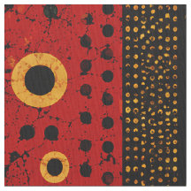 African Red Sunburst Tribal Patchwork Fabric