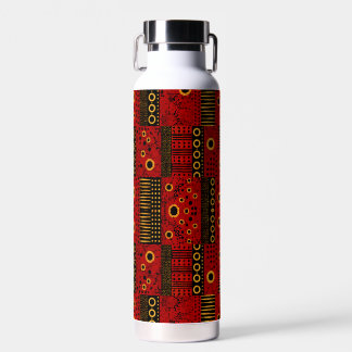 African Red Sunburst Tribal Patchwork Water Bottle