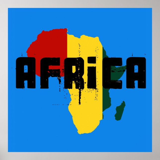 African Reggae Ragga Africa Map Poster (Front)