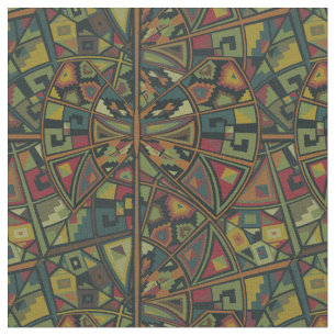 African Repeat Green overlay Patterns Fabric