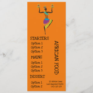 African restaurant dinner menu