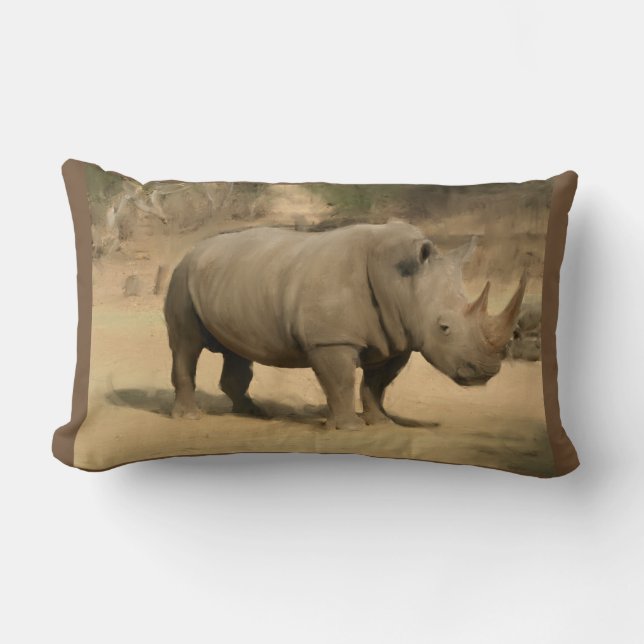 African Rhino Lumbar Cushion (Front)