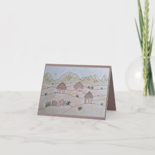 African Rondavel Huts Thank You Card