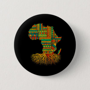 African Roots Africa Map Melanin Juneteenth 6 Cm Round Badge