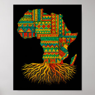 African Roots Africa Map Melanin Juneteenth Poster
