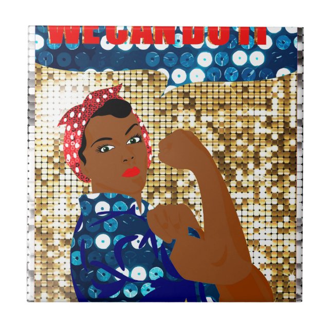 african rosie the riveter ceramic tile (Front)