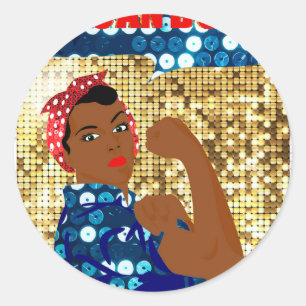 african rosie the riveter classic round sticker
