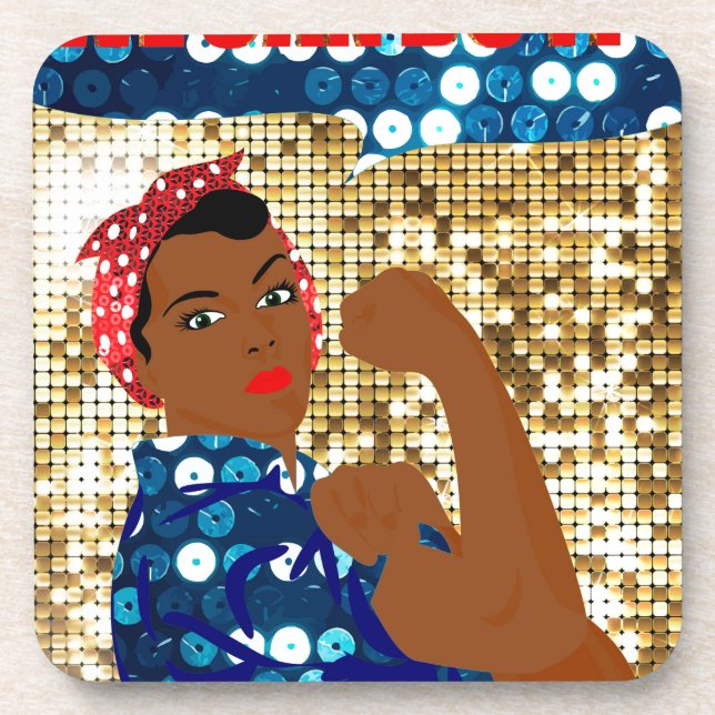 african rosie the riveter coaster (Front)
