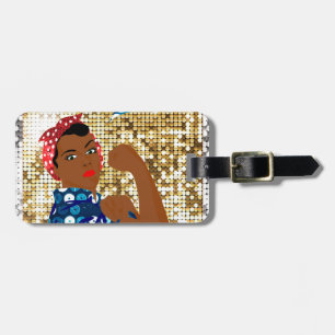 african rosie the riveter luggage tag