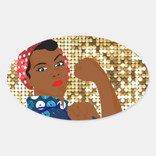 african rosie the riveter oval sticker