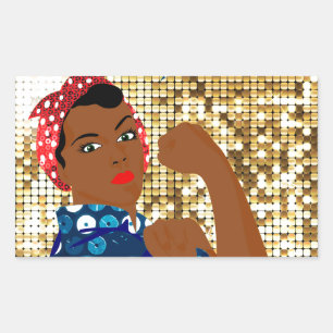 african rosie the riveter rectangular sticker