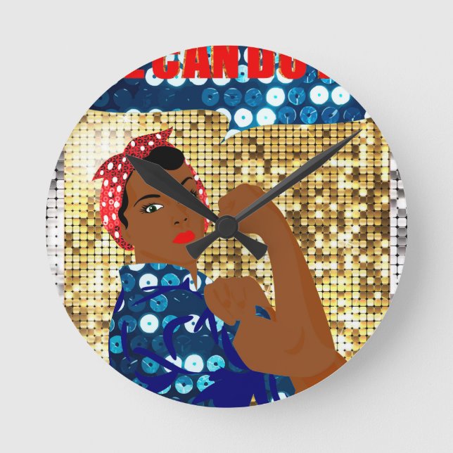 african rosie the riveter round clock (Front)
