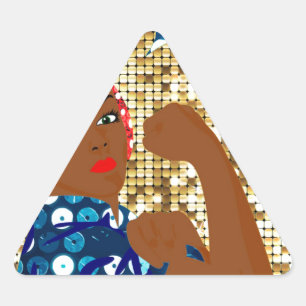 african rosie the riveter triangle sticker