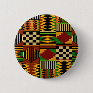 African Royal Kente Cloth Design 6 Cm Round Badge