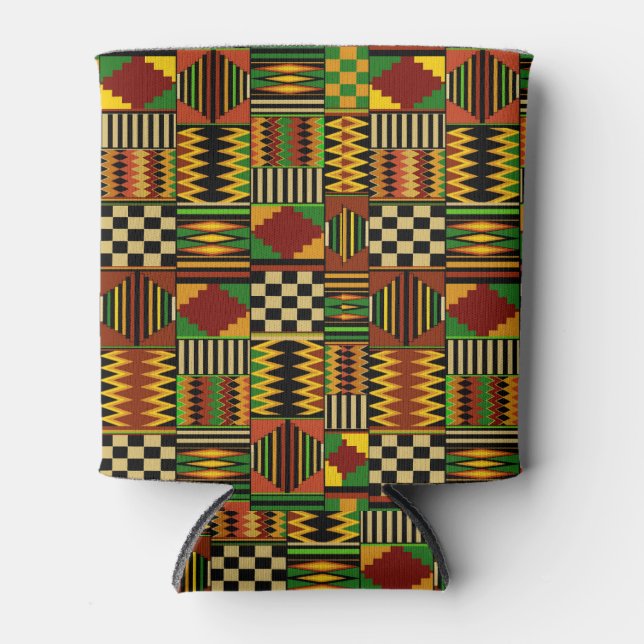 African Royal Kente Cloth Design Can Cooler (Front)