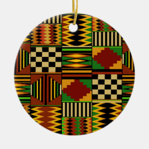 African Royal Kente Cloth Design Ceramic Ornament