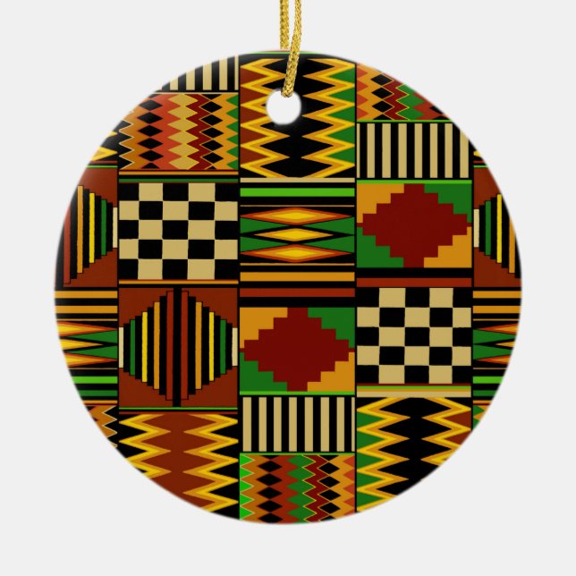African Royal Kente Cloth Design Ceramic Ornament (Front)