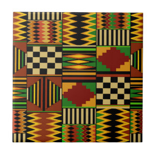African Royal Kente Cloth Design Ceramic Tile