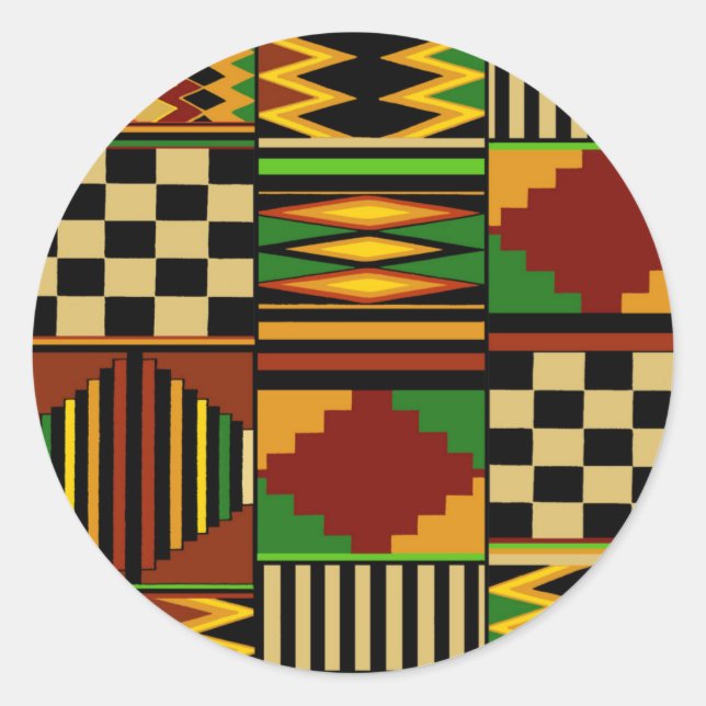 African Royal Kente Cloth Design Classic Round Sticker (Front)