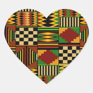 African Royal Kente Cloth Design Heart Sticker