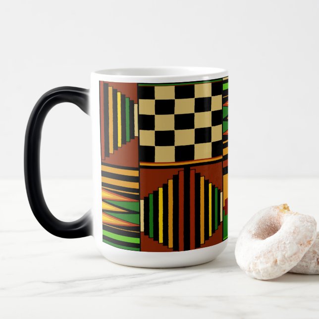 African Royal Kente Cloth Design Magic Mug (With Donut)