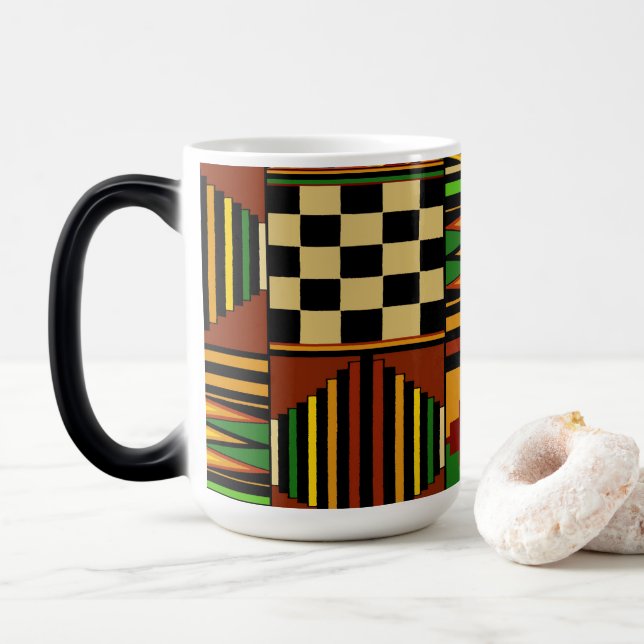 African Royal Kente Cloth Design Magic Mug (With Donut)