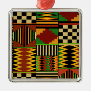 African Royal Kente Cloth Design Metal Ornament