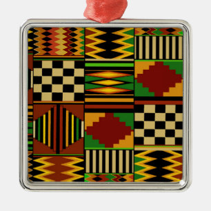 African Royal Kente Cloth Design Metal Ornament