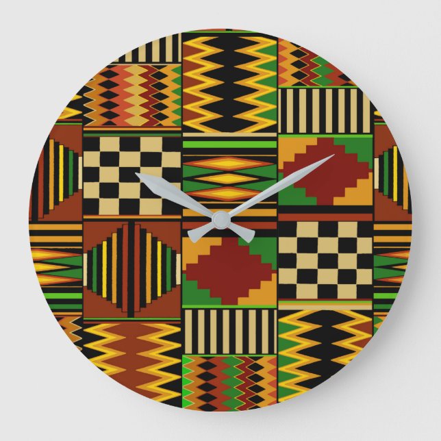 African Royal Kente Cloth  Large Clock (Front)
