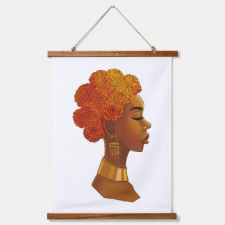 African Royalty Flower Hair Girl Hanging Tapestry