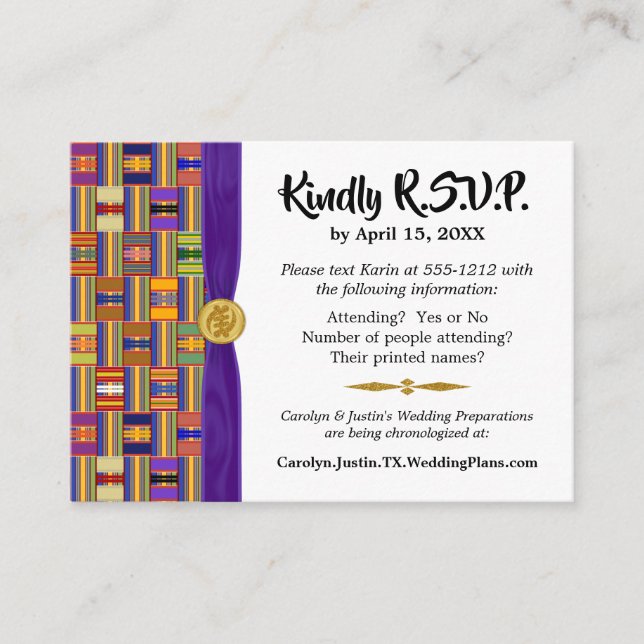 African RSVP Kente K45 Multicolor Enclosure Card (Front)
